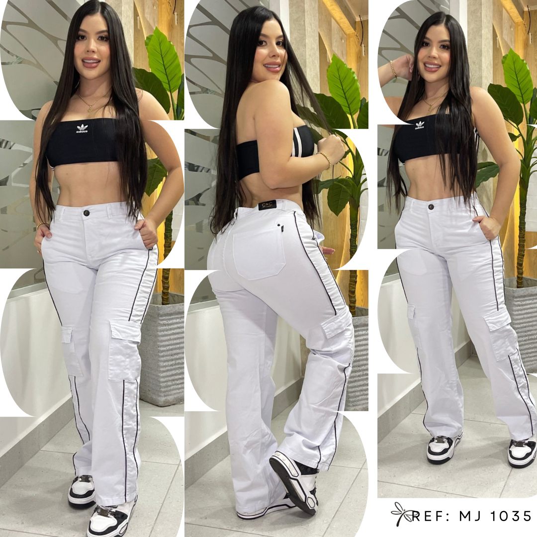 JEAN CARGO BLANCO REF : 1035